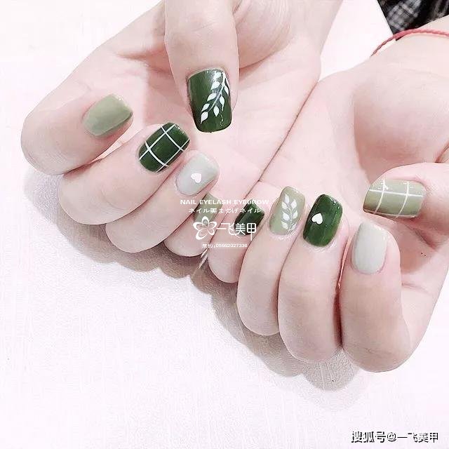 清新自然的大氣綠色系美甲推薦
