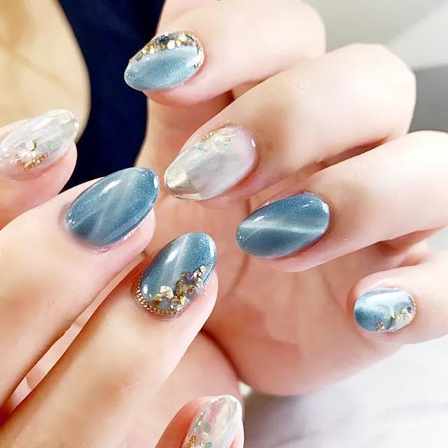 50款藍(lán)色系美甲，也是治愈系列