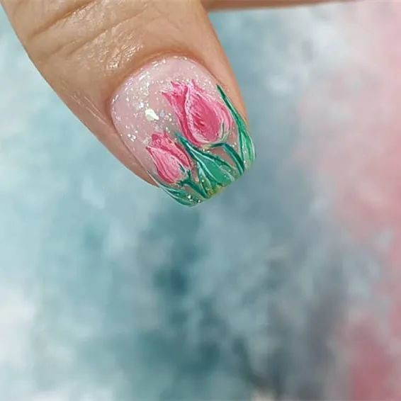 韓式花花美甲清新又可愛(ài)
