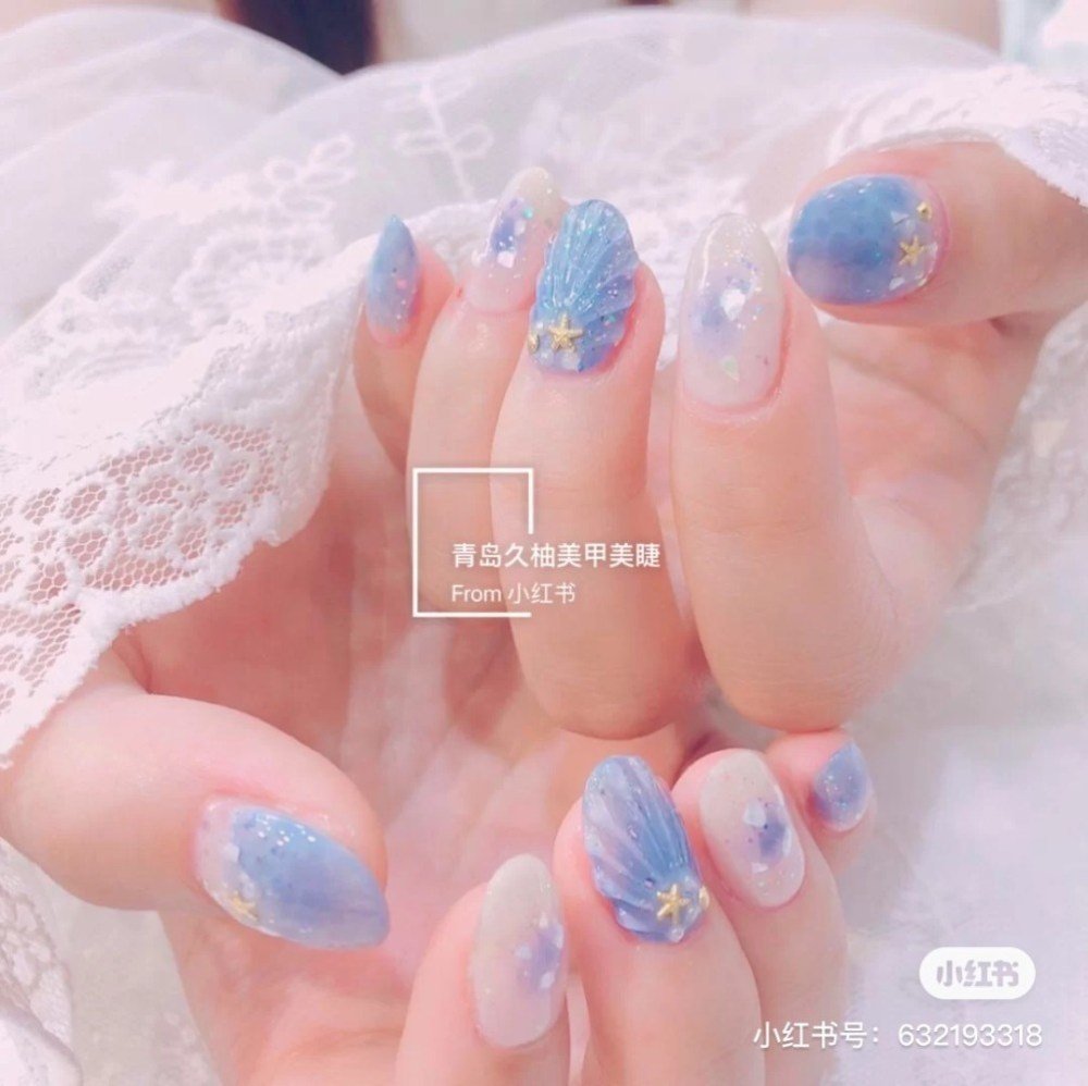 人魚公主唯美指甲！10款超夢幻海洋風美甲提案！手指上的海洋！插圖(4)