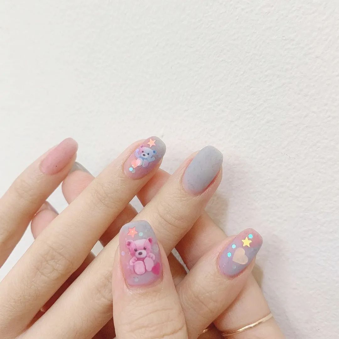可愛的韓式小熊美甲！少女心滿滿
