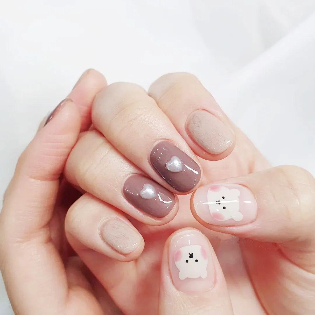可愛的韓式小熊美甲！少女心滿滿