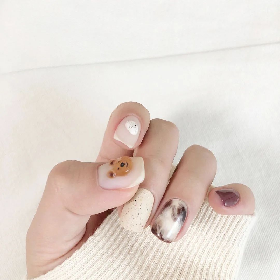 可愛的韓式小熊美甲！少女心滿滿