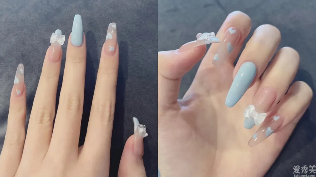 不容易爛大街的蝴蝶結(jié)美甲，顯嫩又柔美，超有夏天的感覺