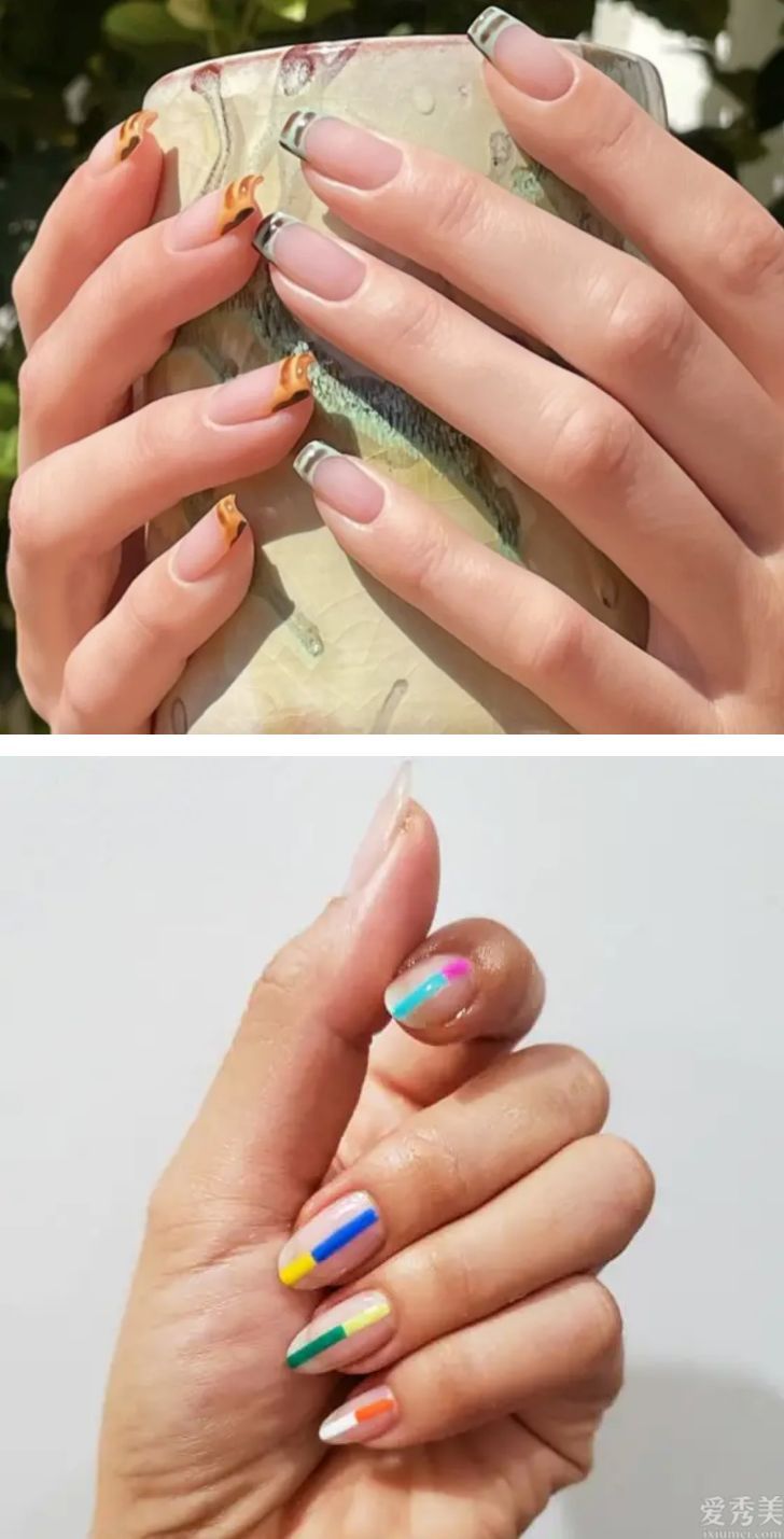 那么經(jīng)典的法式美甲，如果雙層就太時髦了